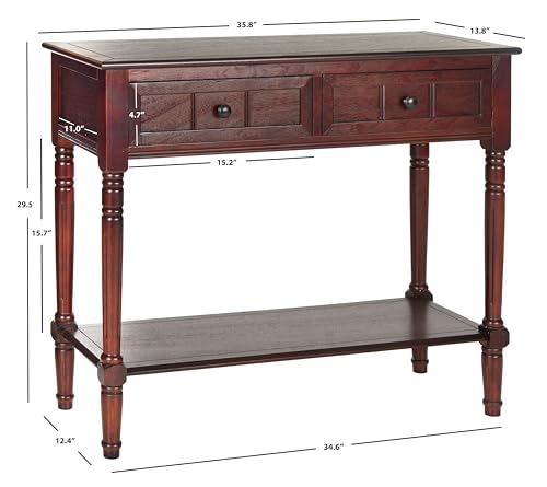 SAFAVIEH Furniture - Samantha 2-Drawer Console Table - Dark Cherry - Solid Wood - Classic Storage Design - Ideal for Entryway, Living Room, Hallway, 35.8"W x 13.8"D x 29.5"H (AMH5710D) - color: Dark Cherry