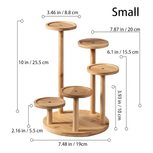 5 Tiered Desk Plant Stand Round Bamboo Plant Shelf Tabletop Succulent Herb Stand Desktop Plant Stand Indoor Plant Rack for in Living Room Office Decoration - Small - size: Small