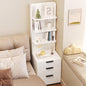 Tall Nightstand with Drawers & Open Shelves, 51.18" Bedside Storage Cabinet, Modern Free-Standing Bedroom End Table with Bookcase, Space-Saving, Easy Assembly, White