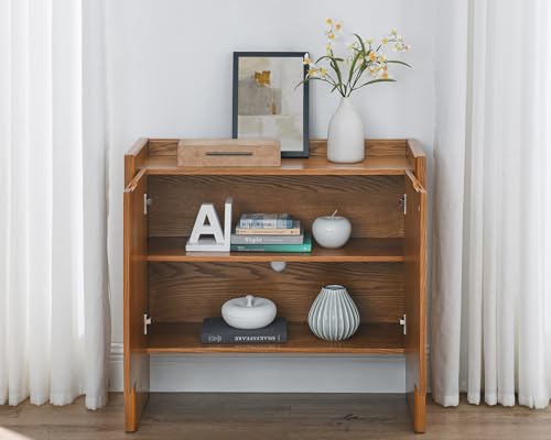 Mid Century Modern Sideboard Buffet Cabinet,Small Storage Cabinet with Outlet Holes for Living Room, Kitchen, Entryway, Hallway 34" Brown Ebony - color: Brown Ebony