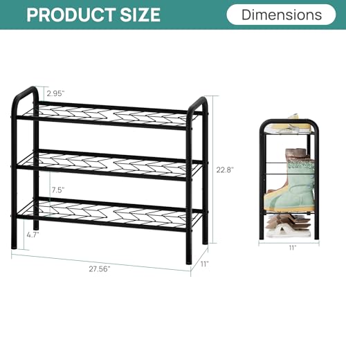 viewcare Shoe Rack for Closet, 3-Tier Small Shoe Rack for Entryway & Garage, Sturdy Metal Construction, Shoe Organizer Holds 6-9 Pairs - size: 3-Tier(M)