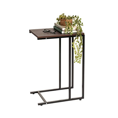 IRIS USA Wood and Metal Frame Side Table, Accent Sofa End Table Coffee Snack, Bedroom Night Stand, Living Room Computer Desk, C-Shape Wide - style: Basic - C Shape
