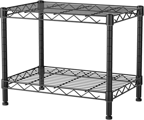 Xcity Storage Shelves, 2 Tier Heavy Duty Metal Shelving Unit with Wheels, 700 LBS Adjustable Steel Wire Shelf for Commercial, Pantry, Kitchen, Garage, 14" D x 24" W x 20" H, Black - color: Black, size: 24"W x 14"D x 20"H, 2-Tier