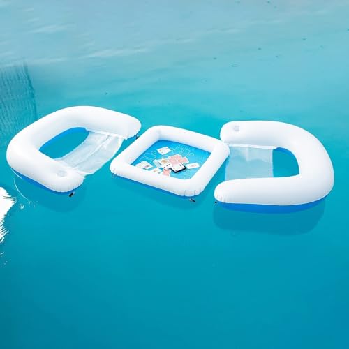 Zento Table for Pool Inflatable Game Station Set with Waterproof Playing Cards Poker Game Deck and Chairs - Card Table with Inflatable Seats for Fun in The Water by The Beach Pool (2 Packs) - size: 2