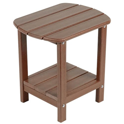nalone Adirondack Side Table 16.5" Outdoor Side Table HDPE Plastic Double Adirondack End Table Small Table for Patio(Wood) - color: Brown