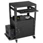 Mobile AV Cart with Side Shelves, Rolling Computer Cart Height Adjustable Rolling Media Utility Cart with Pullout Keyboard Tray Extra Storage Space, 4 Outlets, Perfect for Home or Office Use - size: Style5 24x18Wx42H