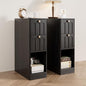 Black Small Nightstand Set of 2, Narrow Bedside Table with Arched Drawer, Wood Nightstand, Skinny Side End Table, Mid Century Modern Night Stand for Bedroom, Small Spaces, Slim, Boho - color: Z03-black-2 Pcs
