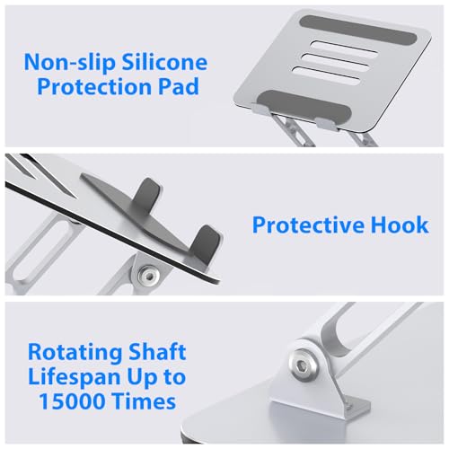 Laptop Stand for Desk, Adjustable Laptop Riser Holder | Metal Foldable Computer Stand Portable Notebook Mount, Ventilated Cooling Tablet Stand Compatible with 10-15.6” Laptops