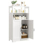GRUSIGN 43.3" H Bathroom Storage Cabinet with Doors, Freestanding Small Bathroom Cabinet Organizer, Farmhouse Cupboard, Adjustable Shelves, for Laundry Room, Kitchen, Living Room, White - size: 43"H with Door