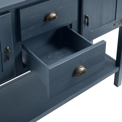 LKTART Solid Wood Farmhouse Console Table,Sofa Table with Storage Drawers and Shelves,Entryway Table for Entry Hallway Foyer Sofa Side Table,EasyAssembled (48" Navy Blue) - color: Navy Blue