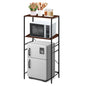Adjustable Microwave Stand for Mini Fridge - Over Refrigerator Shelf Organizer with Storage Rack, Height Adjustable Space Saver for Dorm, Kitchen, Office Use, Brown