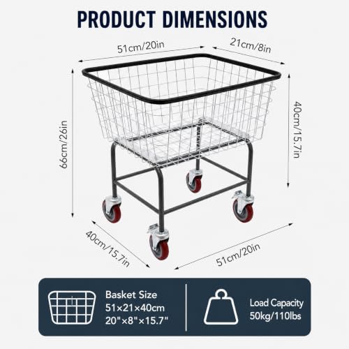 Laundry Cart,Steel Wire Laundry Cart,Laundry Basket With Wheels,Heavy Duty Commercial Wire Laundry Basket Cart for Laundry Clothes Storage Bathroom Hotel Commercial