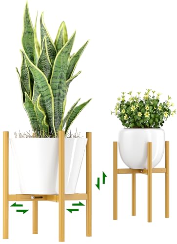 EKNITEY Adjustable Plant Pot Stand: Indoor Outdoor Modern Flower Holder Metal Plant Rack Organizer Planter Stand for Garden Patio Corner Bathroom Living Room Balcony Home Office (Gold) - color: Gold