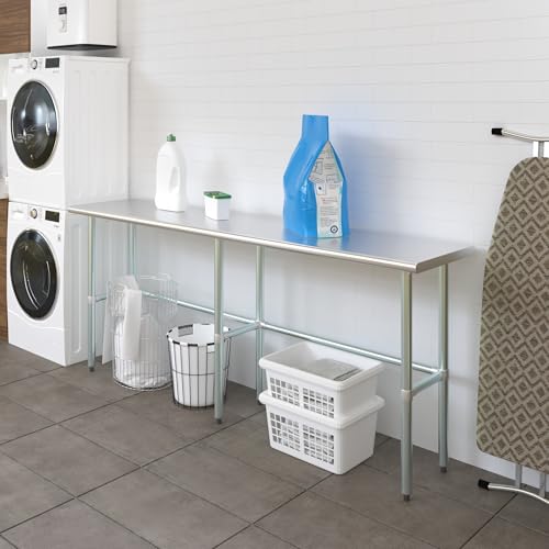 18 in. x 84 in. Open Base Stainless Steel Work Table | Residential & Commercial | Food Prep | Heavy Duty Utility Work Station | NSF - size: 84 in. Length x 18 in. Width