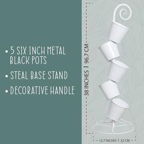 Esterno Hanging Flower Pot Tiered Stand (White), Metal Outdoor Stacking Planter - color: White
