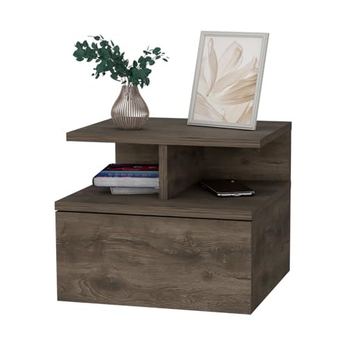 Compact Nightstand with Drawer: Modern Multi-Level Storage Table for Small Spaces - Wooden Legs Bedside End Table & Sofa Side Table for Micro Apartments
