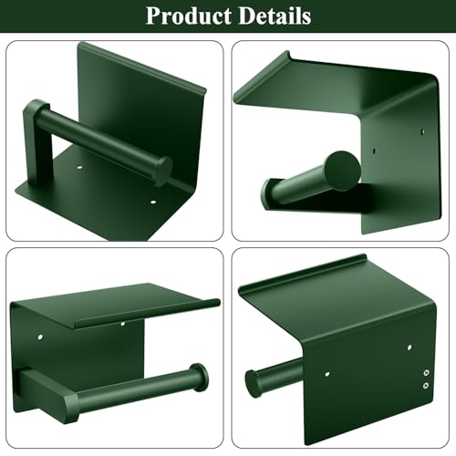 Toilet Paper Holder with Shelf Wall Mounted Toilet Paper Roll Dispenser | Heavy Duty Stainless Steel Forest Green - color: J-forest Green