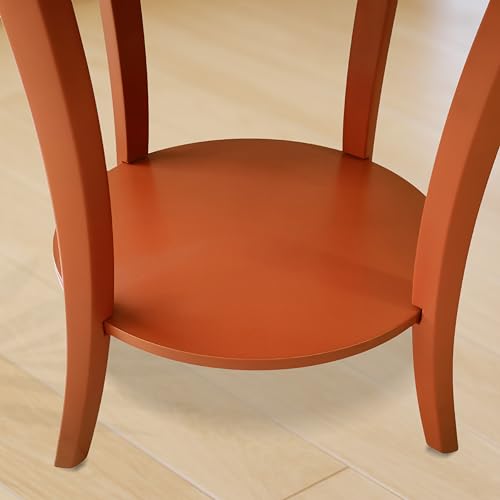 Roundhill Furniture Perth Contemporary Round End Table with Shelf - color: Orange