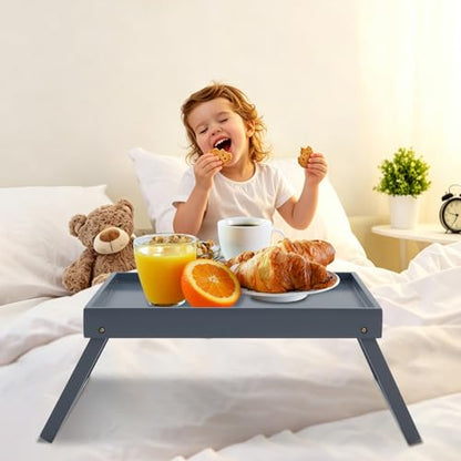 RRX Bed Tray Table with Folding Legs, Breakfast in Bed Tray (Grey) - color: Gray