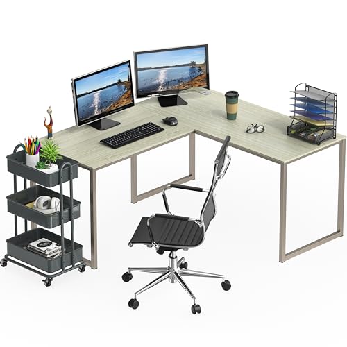 SHW Mission 55 x 60 L-Shape Home Office Computer Desk, Maple | Reversible Desktop Design - color: Maple, size: 55-Inch L-Shaped