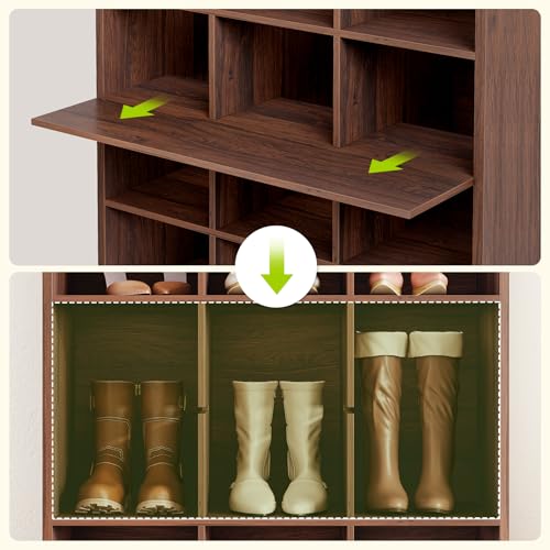 LITTLE TREE 70.9" Tall Shoe Rack, 10-Tier Freestanding Shelf, Max. Store 30 Pairs, Shoe Cabinet Organizer for Living Room, Entryway, Cloakroom, Brown - color: Brown