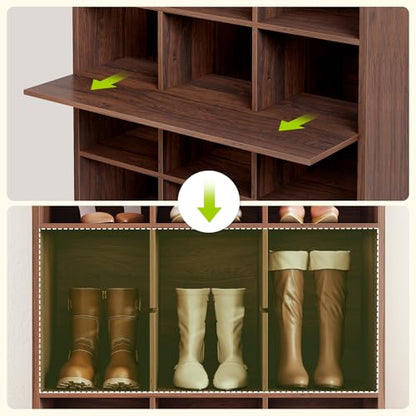 LITTLE TREE 70.9" Tall Shoe Rack, 10-Tier Freestanding Shelf, Max. Store 30 Pairs, Shoe Cabinet Organizer for Living Room, Entryway, Cloakroom, Brown - color: Brown