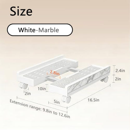 Heavy-Duty Adjustable Mobile CPU Stand with Locking Wheels,PC Tower Floor Cart,Ventilated Rolling Computer Holder Fits Most Gaming&Office Towers, Under Desk PC Riser with Caster Wheels (Marble Pattern) - color: Marble Pattern
