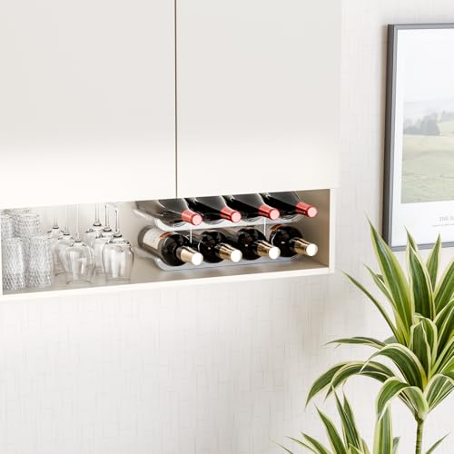 Yieach 2 Tier Stackable Wine Racks Countertop,Sturdy and Durable Wine Rack Free Standing Floor for Inside Cabinet,Clear Water Bottle Organizer and Wine Storage Racks Holder for Pantry,Table,Kitchen - size: 2 Pack-Hold 8 Bottle