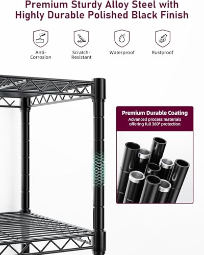 Simple Deluxe 5-Tier Heavy Duty Storage Shelving Unit, 1250 Lbs Loading Capacity, 29.92" W x 13.98" D x 61.02" H, Black - color: Black, size: 5-Tier, 29.92" W x 13.98" D x 61.02" H
