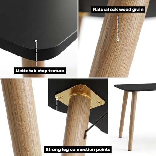 40” Black Computer Desk, 15° Arc Writing Table, Home Office & Gaming, Rounded Corner Enhance Stability with Leg Support
