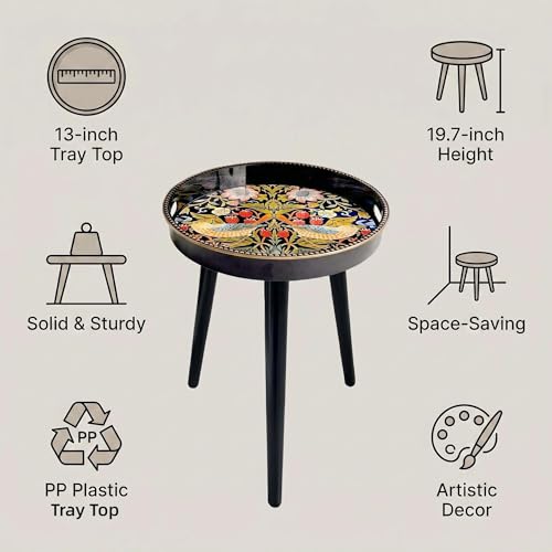 Round Indoor Side Tables with Detachable Wooden 3 Legs, Versatile Tray Table, Perfect for Round Coffee Table Tea, and Relaxation Time 17.7 Inch (Strawberry) - color: Strawberry