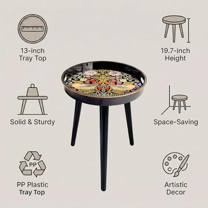 Round Indoor Side Tables with Detachable Wooden 3 Legs, Versatile Tray Table, Perfect for Round Coffee Table Tea, and Relaxation Time 17.7 Inch (Strawberry) - color: Strawberry