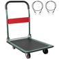 LEADALLWAY Foldable Push Cart Platform Cart, Green, 28.7x18.5x32.3in | 330lbs Capacity, 2 Ropes Included - color: Green