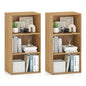 Giantex 3 Tier Bookcases Set of 2, Modern Book Shelves Cube Storage Organizer, Open Storage Cabinet Multi-Functional Home Office Bedroom Furniture Display Bookcases, Natural - color: Natural