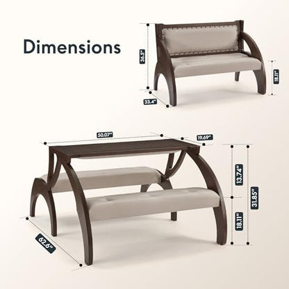 FLEXISPOT 3-in-1 Convertible Chair to Table with 2 Seats,Desk and Chair Set for 4, Upholstered Accent Chair with Solid Wood Frame, Easy Flip Design, Space Saving Furniture for Small Apartments - size: Convertible Chair for 4