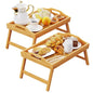 2 Pack Breakfast in Bed Tray for Eating, 16.92 x 12.6 Inch Bed Table Tray with Folding Legs & Handles, Bamboo Food Lap Trays Fits for Adult Kids Eating/TV/Surgery Recovery by Easoger. Set of 2 - color: 2-bamboo 2 Pack