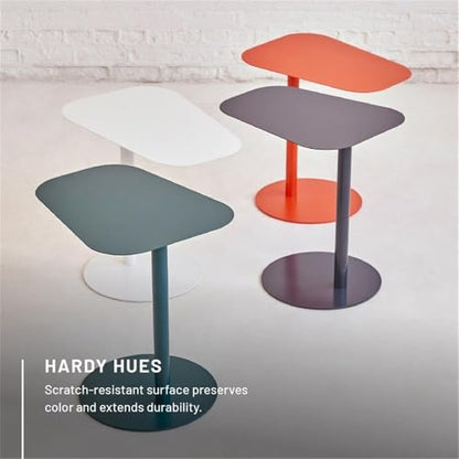Pemberly Row Modern Metal End Table, 20 in H x 19.75 in W, C-Shaped Space-Saving Design, Green Powder Coat Finish, Durable Steel Construction, Compact Accent Table for Living Room or Small Spaces