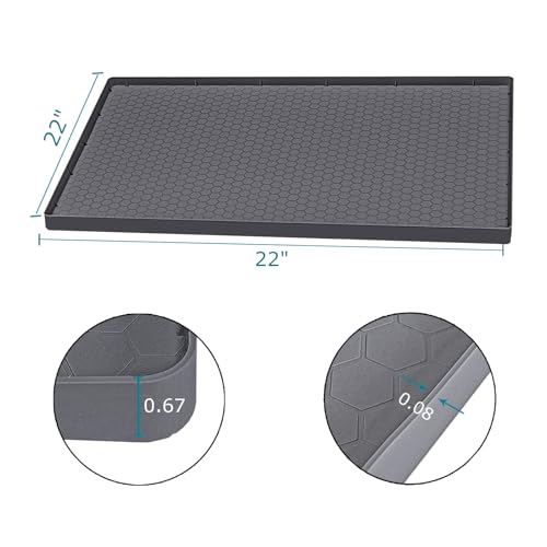 Under Sink Mat 22 x 22, Silicone Under Sink Liner for Kitchen Waterproof Bathroom Cabinet Mat, Grey - color: Gray, size: 22"W x 22"L