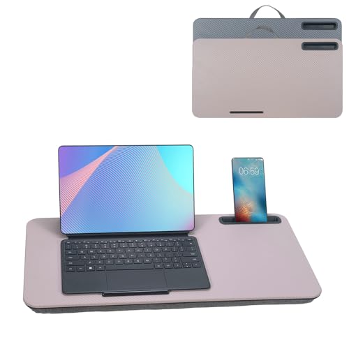 Portable Laptop Desk Fits Up to 16“ Laptops, with Tablet Slot, Built-in Cushion, Great for Home & Office,Lap Desk for Laptop,Lap Desk with Cushion (Grey Violet, Large) - color: Grey Violet, size: Large