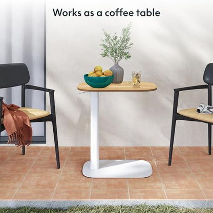 FLEXISPOT Adjustable C Table, Mobile Snack Side End Table Sofa Couch Bedside Table Laptop Cart TV Tray Night Stand Small Space Side Table(23.6" W x 13.8" D,Maple) - color: Maple, size: Small