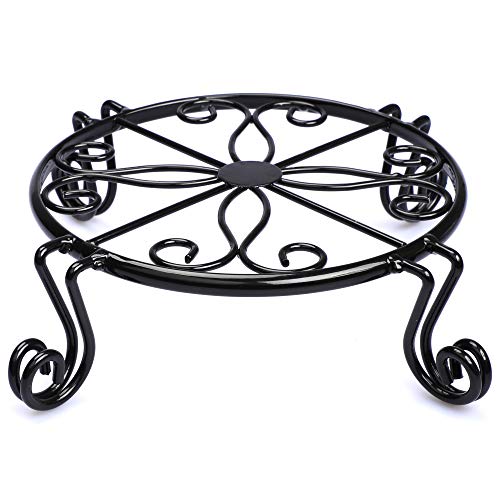 Black Plant Stand for Flower Pot Heavy Duty Potted Holder Indoor Outdoor Metal Rustproof Iron Garden Container Round Supports Rack for Planter Bronze, Pumpkin Stand Outdoor - color: Black, size: 8 x 2 Inches