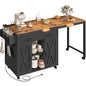 YATINEY Extendable Kitchen Island, Large Mobile Kitchen Storage Island, Rolling Kitchen Cart with Outlets, Island Table for Kitchen, Rustic Brown ZD03UBR - color: Rustic Brown + Black