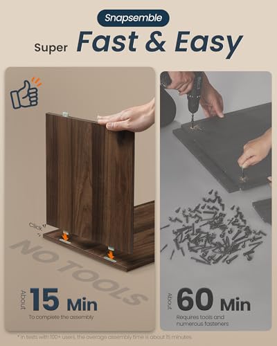 SONGMICS Home Storage Bench, Snapsemble Superfast Assembly, 41" Wide Entryway Shoe Bench with Cushion & Adjustable Shelves, Shoe Rack Cabinet, Natural Walnut and Slate Gray ULHS391KE04S - color: Natural Walnut + Slate Gray, style: 12"D x 40.9"W x 18.9"H w