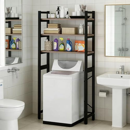 1 Set Over The Toilet Storage, 3-Tier Bathroom Laundry Storage Rack Space-Saving Organizer Household Supplies (Black) - color: Black