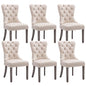 KCC Velvet Dining Chairs Set of 6, Upholstered High-end Tufted Dining Room Chair with Nailhead Back Ring Pull Trim Solid Wood Legs, Nikki Collection Modern Style for Kitchen, Beige - color: Beige, size: Set of 6