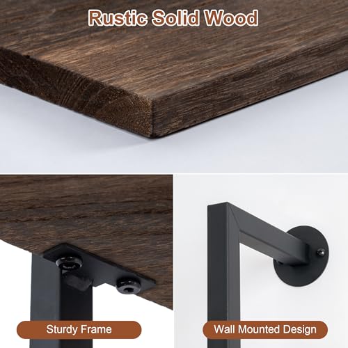 Acovy 5-Tier Bookshelf Solid Wood Ladder Shelf, Narrow Book Shelf Display Shelf, Wooden Bookcase, Wall Mount Ladder Shelf, Storage Rack for Living Room, Bedroom, Industrial Style, Dark Brown - color: Dark Brown