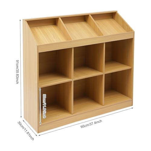 10 Cube Bookcase, 2-Tier Solid Wood Storage Organizer, Floor Standing Display Cabinet Bookshelf with Back Panels, Open Shelf for Bedroom, Living Room, Office 59"W X 11.8"D X 23.6"H (Wood)