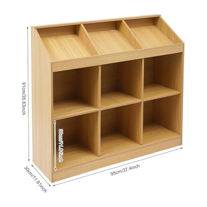 10 Cube Bookcase, 2-Tier Solid Wood Storage Organizer, Floor Standing Display Cabinet Bookshelf with Back Panels, Open Shelf for Bedroom, Living Room, Office 59"W X 11.8"D X 23.6"H (Wood)
