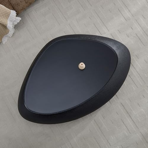 47" Modern Coffee Table Unique Rock Coffee Table Faux Stone Center Tables Round Edge Design Fiberglass Oval Accent Tables for Living Room Office Apartment No Assembly Required Black - color: Fiberglass Oval-black