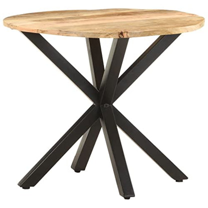 Industrial Wooden Side Table 26.8x26.8x22 Inches, Solid Mango Wood End Table with Powder-Coated Iron Legs, Industrial Style Accent for Living Room - color: Solid Mango Wood